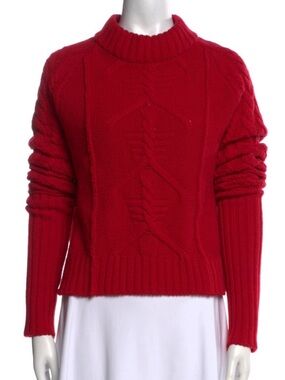 Goop Label Red Cable-Front Turtleneck Sweater